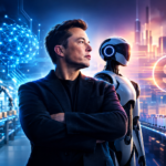 Illustrazione generata con IA per l’articolo Musk ipotizza: nel 2036 il denaro potrebbe contare meno